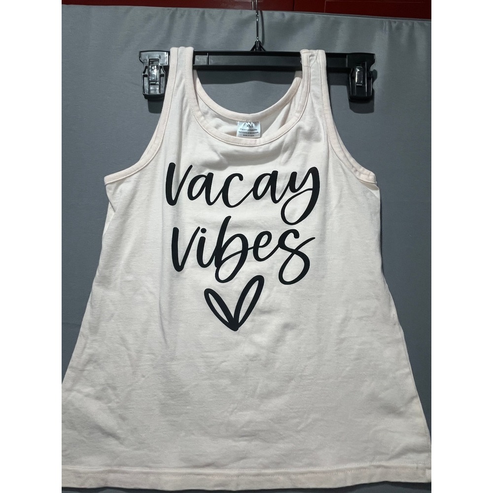 Vacay Vibes Heart Graphic Tank Top Light Pink Sleeveless Kids 4XL